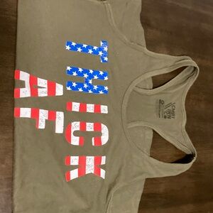 Olive Tank Top with USA Graphic